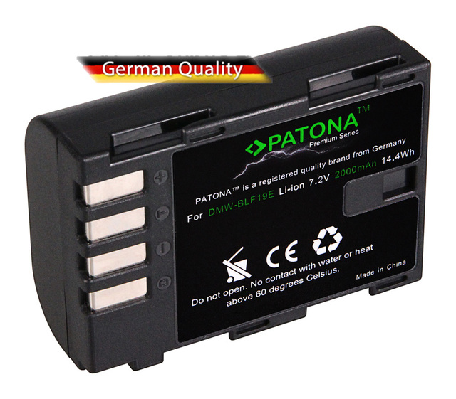 PATONA Premium Battery for Panasonic Lumix DMW-BLF 19 DMC-GH3 GH3A GH4: 2000mAh: 7,2V: 14,4 Wh