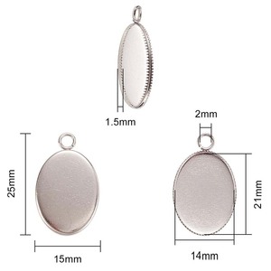 925 Plata de fundición de Metal superior mayorista colgante 15X25 MM liso Oval encanto Collet en blanco ajuste encontrar bucle bien de fabricación de la joyería - Product Image 1