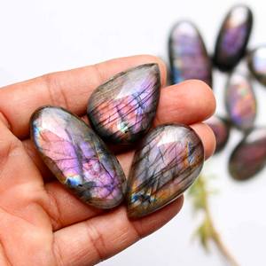 Cabujones de fresa, labradorita pop, anillos grandes, cabujones, labradorita, cuentas de piedra, colgante de obsidiana, escultura de piedra, cabujón - Product Image 3