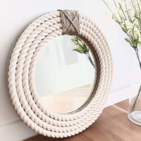 Miroir rond en corde tressée style bohème, jute mélangé, décoration murale classique traditionnelle, vente en gros au Vietnam
