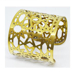 Brass Fashion Jewelry Simple Design Hollow Out Geometric Bangles for Women green brass festival cuff jewelry - Product Image 1