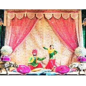 Punjabi Wedding Mehndi Function Backdrop Wedding Mehndi Stage Embroidered Backdrop <b>Curtain</b> Fully Embroidered Handmade <b>Drapes</b> Set - Product Image 1