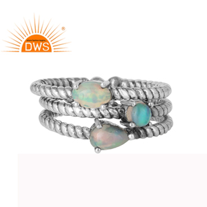 Fire Ethiopian <b>Opal</b> Gemstone Stackable <b>Ring</b> Jewelry Supplier Handmade Oxidized Sterling <b>Silver</b> <b>Ring</b> Jewelry Wholesale - Product Image 1