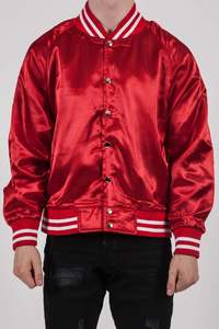 Chaqueta Bomber de Satén Personalizada para Hombre, Talla XL, Chaqueta de Cuero Varsity Informal de Tela de Lona de Invierno de Alta Calidad, Teñida Lisa, OEM - Product Image 4