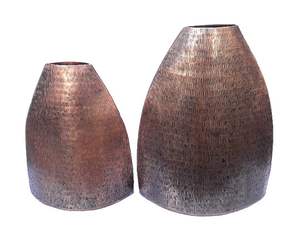 Ensemble de 2 vases à fleurs en aluminium avec finition en cuivre antique au design moderne pour la maison et l'hôtel Porte-plantes décoratif pour les mariages - Product Image 1
