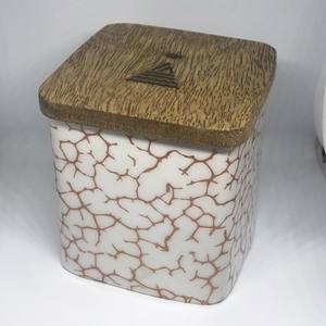 Pot en fer métallique de marquage personnalisé, 50 pièces, lignes en Bronze blanc, pot en résine imprimé pour la fabrication de bougie avec couvercle en bois - Product Image 2