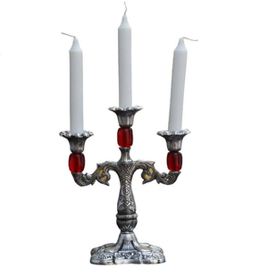FULL ENGRAVED <b>CANDLE</b> HOLDER <b>RED</b> CRYSTAL CHANDELIER BRASSWORLD INDIA - Product Image 1