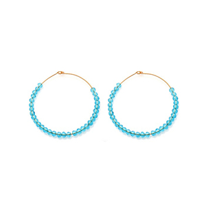 925 argent Sterling plaqué or à facettes rondes Aqua calcédoine perlée boucles d'oreilles créoles Fine fête de mariage cadeau bijoux - Product Image 5