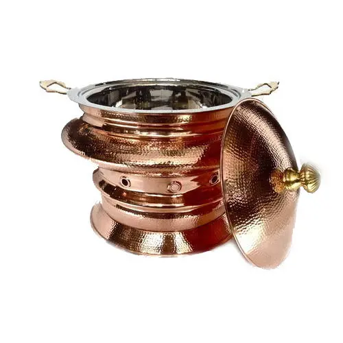 Dinnerware Display Metal Cobre Banhado Martelado Chafing Dish Comida Pesada Conter Warmer Pot Casa Cozinha Pratos de Serviço Catering