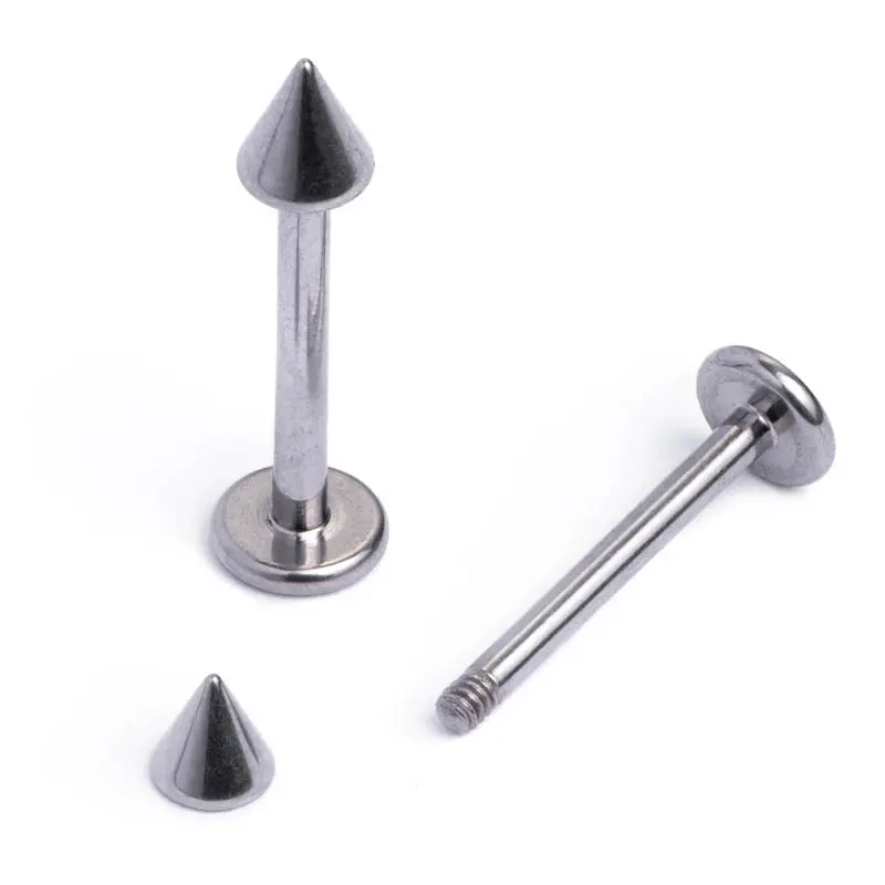 Basic Style Externally Threaded Spike Piercing Labret in Titanium G23 Material CLASSIC Unisex 3mm 300pcs / Size / Color No Stone