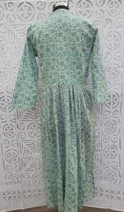 ชุดเดรสผ้าฝ้ายพิมพ์ลายบล็อกขายส่ง ดีไซน์เสื้อเชิ้ตติดกระดุม ตัดเย็บแบบจีบระบายทรงเอไลน์ ชุดเดรสยาวลำลอง เสื้อผ้าผู้หญิง - Product Image 5