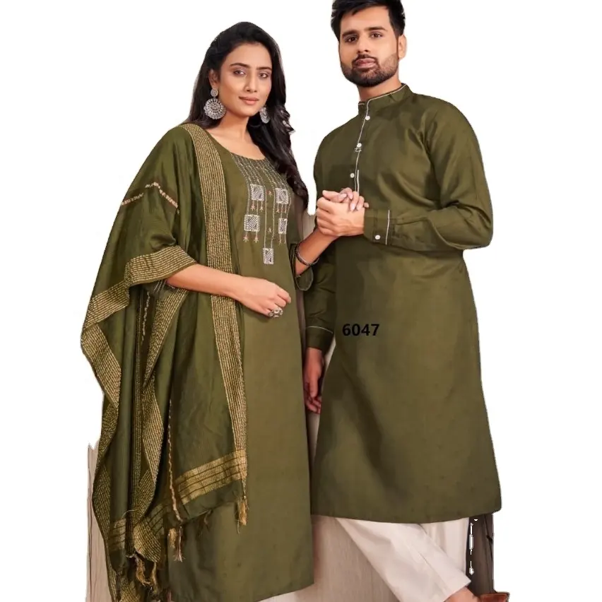 Indian & Pakistaanse Speciale Designer Paar Kurta Combo Van Kurta Met Payjama & Kurti Met Broek Voor Mooie Mooie Paar 2022