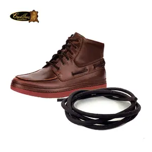 Durable casual sport shoes waterproof elastic round leather oval package printing shoelace
