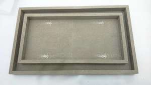 ที่ให้บริการกาแฟสีเทาอ่อนถ่าน Taupe สี0.3X0.15X0.035ร้านอาหาร Faux Shagreen ถาดโต๊ะเครื่องแป้ง - Product Image 2