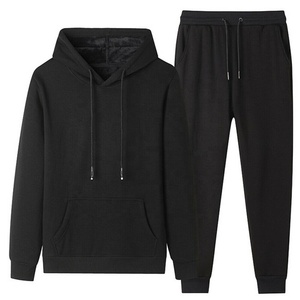 Survêtement de sport 2 pièces décontracté pour homme Veste d'hiver à capuche Pantalon polaire Ensemble de survêtements écologiques pour adultes Jogging - Product Image 1