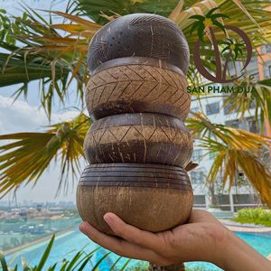 Manufacturer Wholesale Eco-friendly Coconut Shell Bowl with <b>Wooden</b> Spoon Set Custom Logo Design for Camping <b>compostable</b> durable - Product Image 5