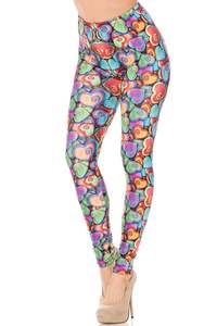 New Wholesale New Arrived Rainbow Venetian Hearts Leggings - Product Image 6