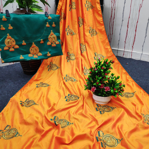 Sarees Soie Partie Porter Indien Dernier Designer Femmes Porter Sari avec Blouse Japon Satin Crape Soie Tissus Doux Impression Numérique Sari Ethnique - Product Image 1