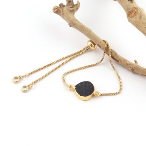 สร้อยข้อมือชุบทองแบบปรับได้สีดำสร้อยข้อมือสร้อยข้อมืออัญมณีทำด้วยมือสำหรับผู้หญิง - Product Image 3