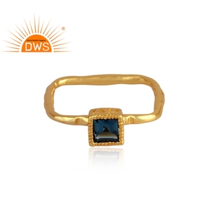 Anillo apilable de piedras preciosas de Topacio Azul Londres Natural de Plata de Ley 925 para fabricante de joyas de mujer - Product Image 2
