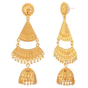 Indian Traditional <b>Earrings</b> Jewelry Dangle <b>Jhumka</b> Big Gold Plated Designer Metal <b>Earrings</b> for Women Supplier Wholesale - Product Image 3