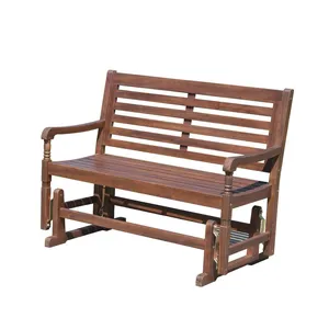 Banco de silla de jardín de madera de teca clásica Acacia eucalipto Patio de madera maciza para exteriores Diseño moderno de 2 plazas para gimnasio y parque - Product Image 1