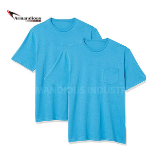 Último diseño de camisetas de los hombres de color sólido liso de los hombres camisetas de algodón suave camisetas de la tripulación, fitness - Product Image 4