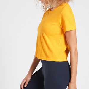 เสื้อยืดผ้าฝ้าย100% สำหรับผู้หญิง,เสื้อยืดออกกำลังกายแบบครอประบายอากาศได้โลโก้แบบกำหนดเอง - Product Image 6