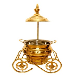 Plat de service rond pour hôtel, plat de service en acier inoxydable martelé couleur or pour accessoires d'hôtel - Product Image 4