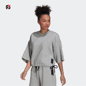 Sweat-shirt col arrondi en molleton pour femme, vêtements bon marché, haut court, commande personnalisée, 100% coton, tenue décontractée, quotidien, à la mode, pour dames - Product Image 5