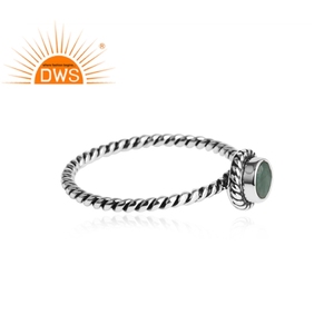 Anillo antiguo de GEMA de Esmeralda, joyería de plata 925 oxidada hecha a mano para diseñadores de la India - Product Image 2