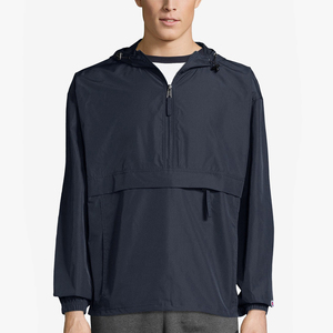 Custom 100% Nylon <b>Half</b> <b>Zip</b> Windbreaker <b>Jacket</b> Hood Waterproof Plus Size Casual Style Cotton Filling Washed Sheep Zipper Closure - Product Image 1