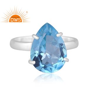 925 Plata de ley fina doblete natural aguamarina cuarzo piedra preciosa anillo apilable fabricante de joyas - Product Image 2