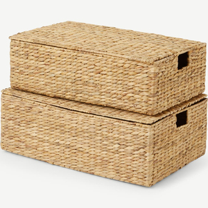 Bañadores de almacenamiento de jacinto de agua, juego ecológico, 2 unidades, Natural, tejido a mano, cesta de almacenamiento de agua de Vietnam - Product Image 1