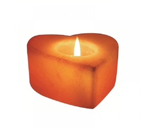 เชิงเทียนเกลือหิมาลายัน,เชิงเทียนเกลือหิมาลายันรูปหัวใจคริสตัลธรรมชาติที่วางเทียนไขเกลือหินสีชมพูไฟชา - Product Image 6