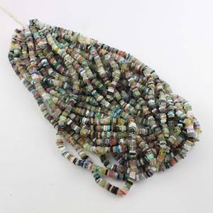 Perles Heishi en Quartz Multicolores, Lisse, Plat, Carré, 4-6mm, 16 pouces, pour Bijoux, Multi-Taille - Product Image 5