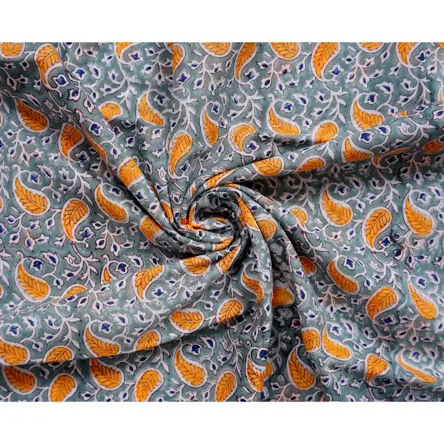 Jaipur Block Print Soft Cotton Fabric For Making Woman's Flower Robe Cotton dress Modern Western Dress