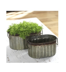 Planteur de grande taille, conteneur métallique, couleur galvanisé, décoration de jardin - Product Image 5