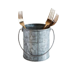 Porta Cubiertos Galvanizado con Mango de Madera, la Mejor Calidad, Color Gris, Porta Cubiertos para Cucharas, Tenedores y Cuchillos al por Mayor - Product Image 2