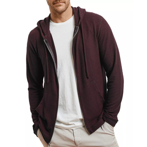 Whole Sale Custom Zipper burgundy Color hoodie for man Pure Cotton hoodies as per customer requirement - Product Image 1