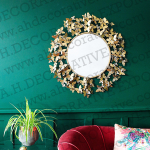 Classic Design New Arrival <b>Flower</b> Design Iron Made Bathroom Christmas Decorative Wall <b>Mirror</b> for Wholesale - Product Image 4