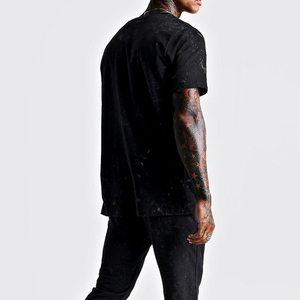 เสื้อยืดผู้ชายสไตล์วินเทจ ย้อมสีแบบ Stone Wash ทรงปกติ ผ้าฝ้ายถัก 100% เป็นมิตรต่อสิ่งแวดล้อม ล้างสีแบบ Acid Wash กำลังเป็นที่นิยม - Product Image 6
