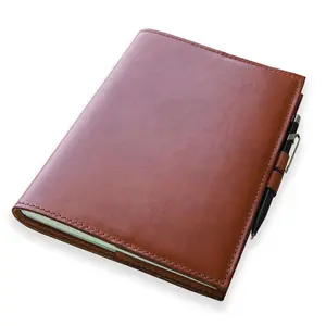 Cuaderno de cuero con bucle de bolígrafo, almohadilla de escritura, diario, colores personalizados