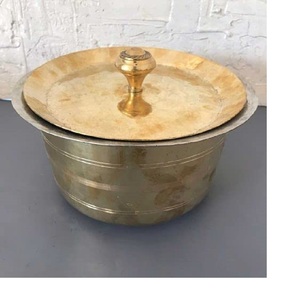 Indiano tradizionale pesante ottone puro Patila Tope Topia Bhaguna tondo cottura pentole utensili da cucina pentole e padelle finaldeal s2 - Product Image 1