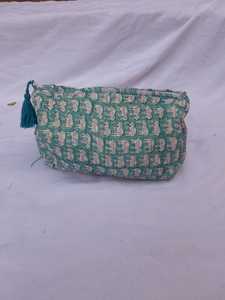 Sac de cosmétiques en coton matelassé, bloc à main, sac pour extérieur, tissu en coton imprimé Floral, matelassé avec plusieurs compartiments - Product Image 2