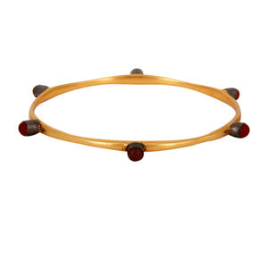 18พันทองชุบเครื่องประดับออกแบบทองเหลืองแฟชั่นของผู้หญิงกำไลข้อมือพลอยนิลธรรมชาติสีแดงผู้ผลิต - Product Image 1