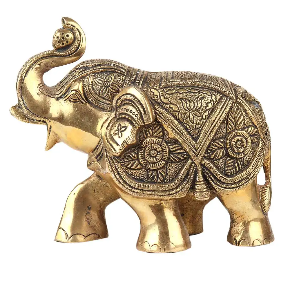 Éléphant tronzo en laiton doré, statuette pour la maison, sculpture, Statue, pièces de décoration, articles cadeaux