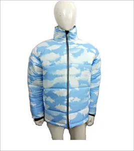 Cold weather winter red bubble puffer coat men Bubble Padded jackets sublimation printed