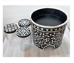 Offre Spéciale Ramadan Eid cadeau vadrouille incrustation support à gâteau avec pot acrylique 3 pièces ensemble vadrouille couvercle en bois nacre par artisanat de qualité - Product Image 2