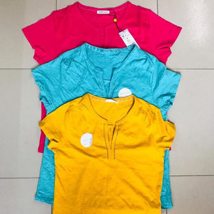 Camisetas de Punto de Algodón Transpirables de Manga Corta con Cuello en V para Mujer, de Marca Original y Calidad Premium - Product Image 1